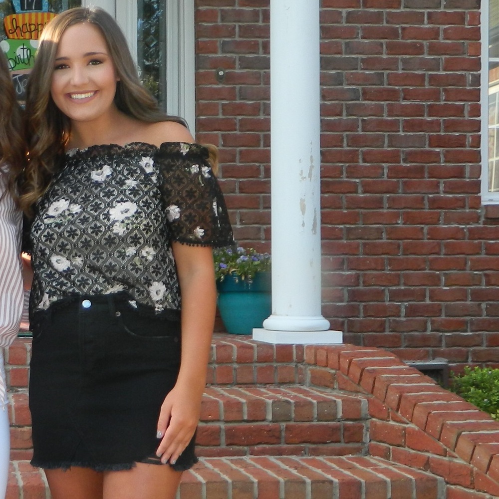 Black floral off the shoulder top